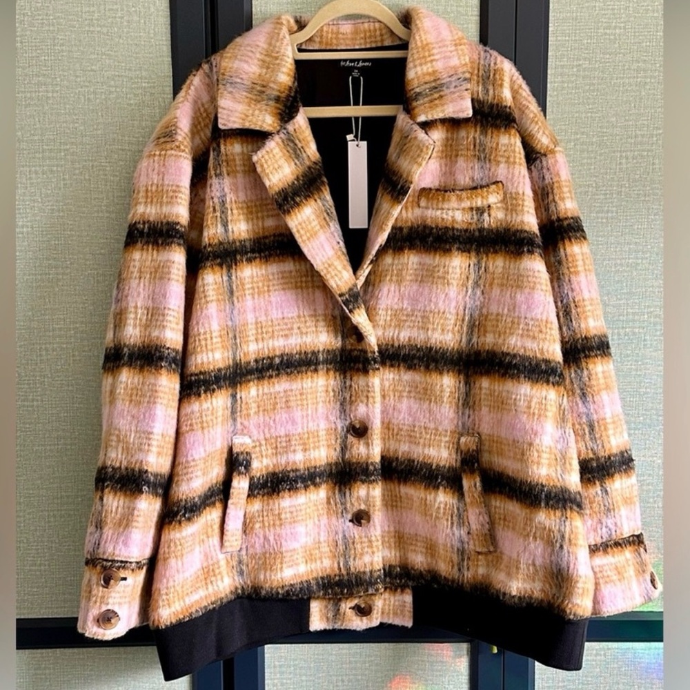 For Love & Lemons Wool Blend Rachel Plaid Vintage Bomber Jacket, NWT, Size 2X - Picture 5 of 7